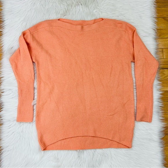 Anthropologie Naomi Peach Orange Merino Wool Blend Boatneck Sweater - Picture 2 of 8